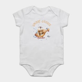 Smart Cookie Sweet little bear flying a helicopter cute baby outfit Baby Bodysuit